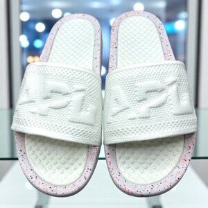 APL Men's Big Logo TechLoom Slide Sandal in White/Impulse Red/Blue Haze - Size 9